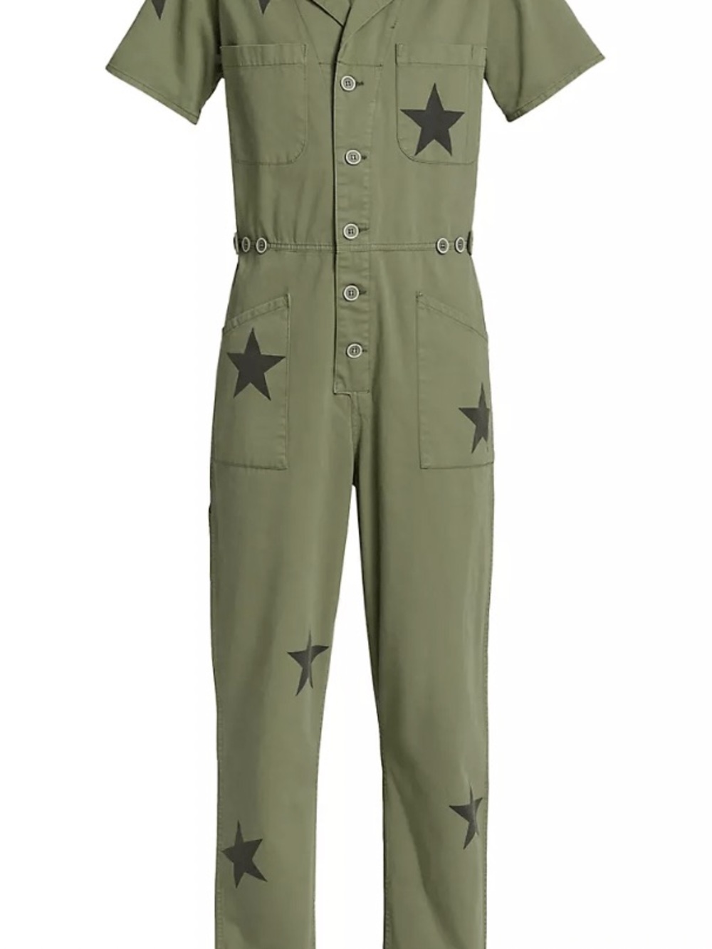 Pistola Olive Star-Print Short-Sleeve Utility Jumpsuit - never worn